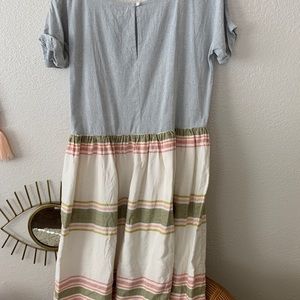 Linen summer calf length dress